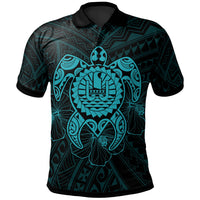 Tahiti Polynesian Polo Shirt Vintage Polynesian Turtle (Turquoise) Unisex Turquoise - Polynesian Pride