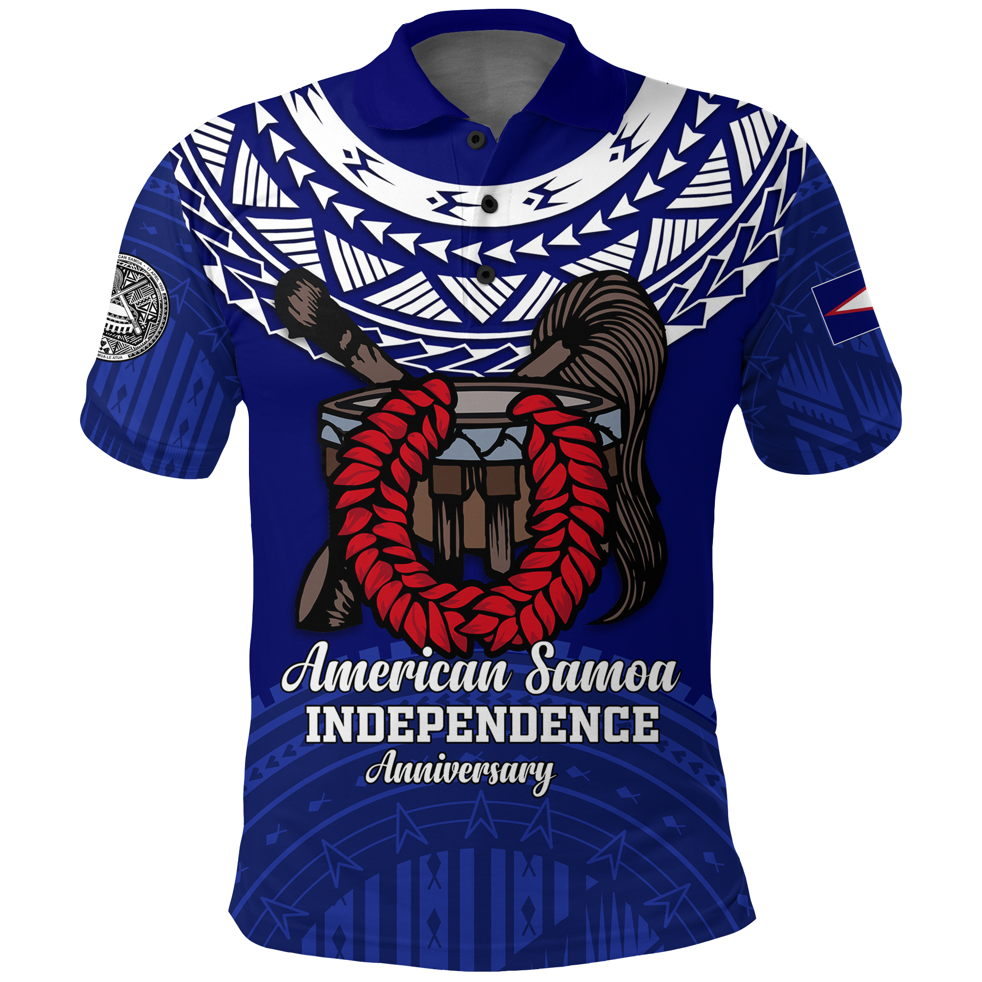 Custom American Samoa Independence Anniversary Pride Polo Shirt LT12 Unisex Blue - Polynesian Pride