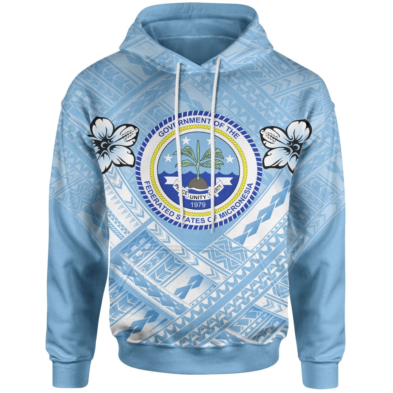 Federated States of Micronesia Polynesian Hoodie Federated States of Micronesia Flag Camisole Hibiscus Style Unisex Blue - Polynesian Pride
