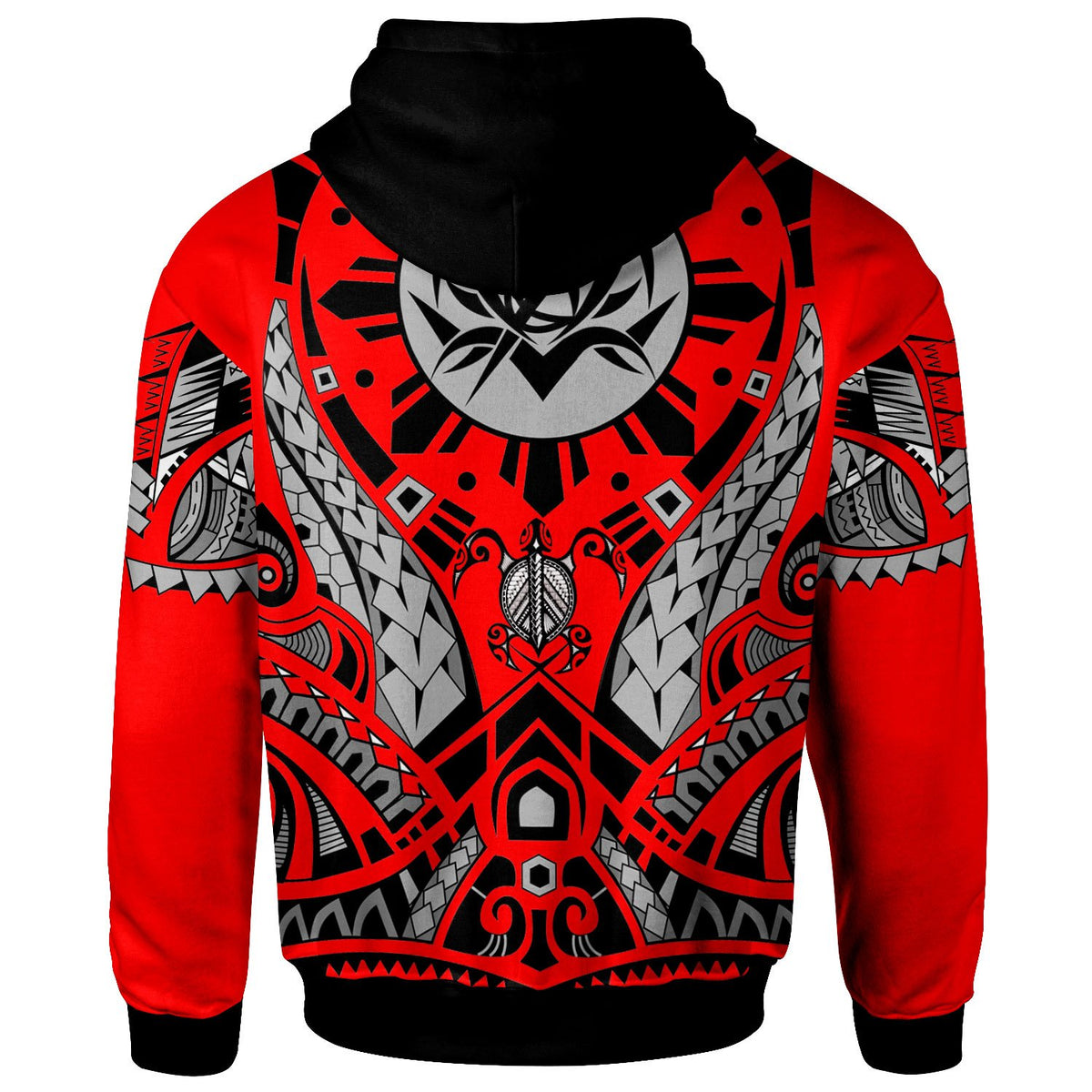 Tahiti Hoodie Tribal Sun Tattoo Red Color - Polynesian Pride