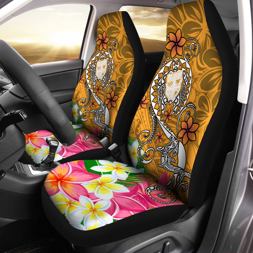 Fiji Car Seat Covers - Turtle Plumeria (Gold) Universal Fit Gold - Polynesian Pride