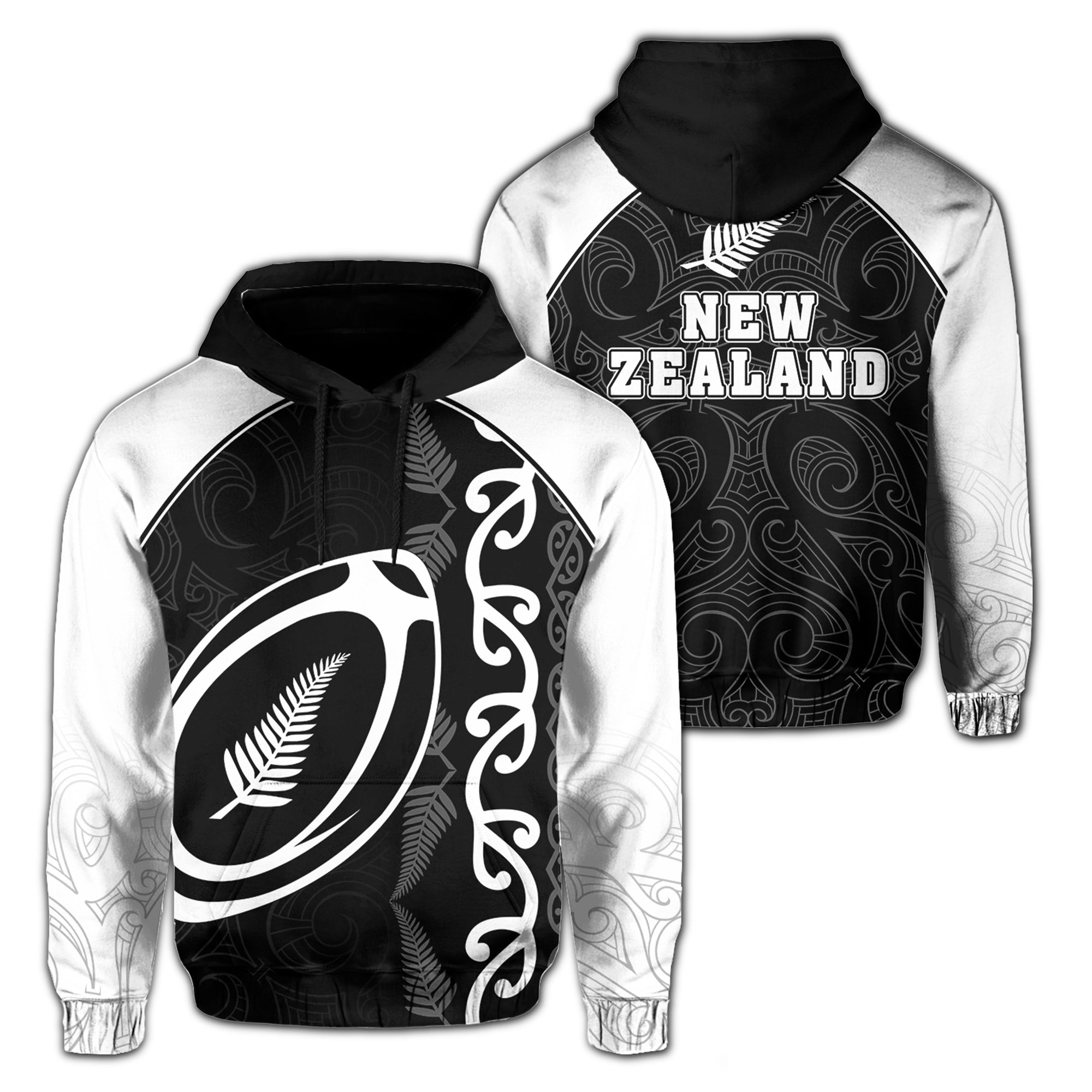New Zealand Silver Fern Rugby Maori Hoodie Ciara Style Unisex Art - Polynesian Pride
