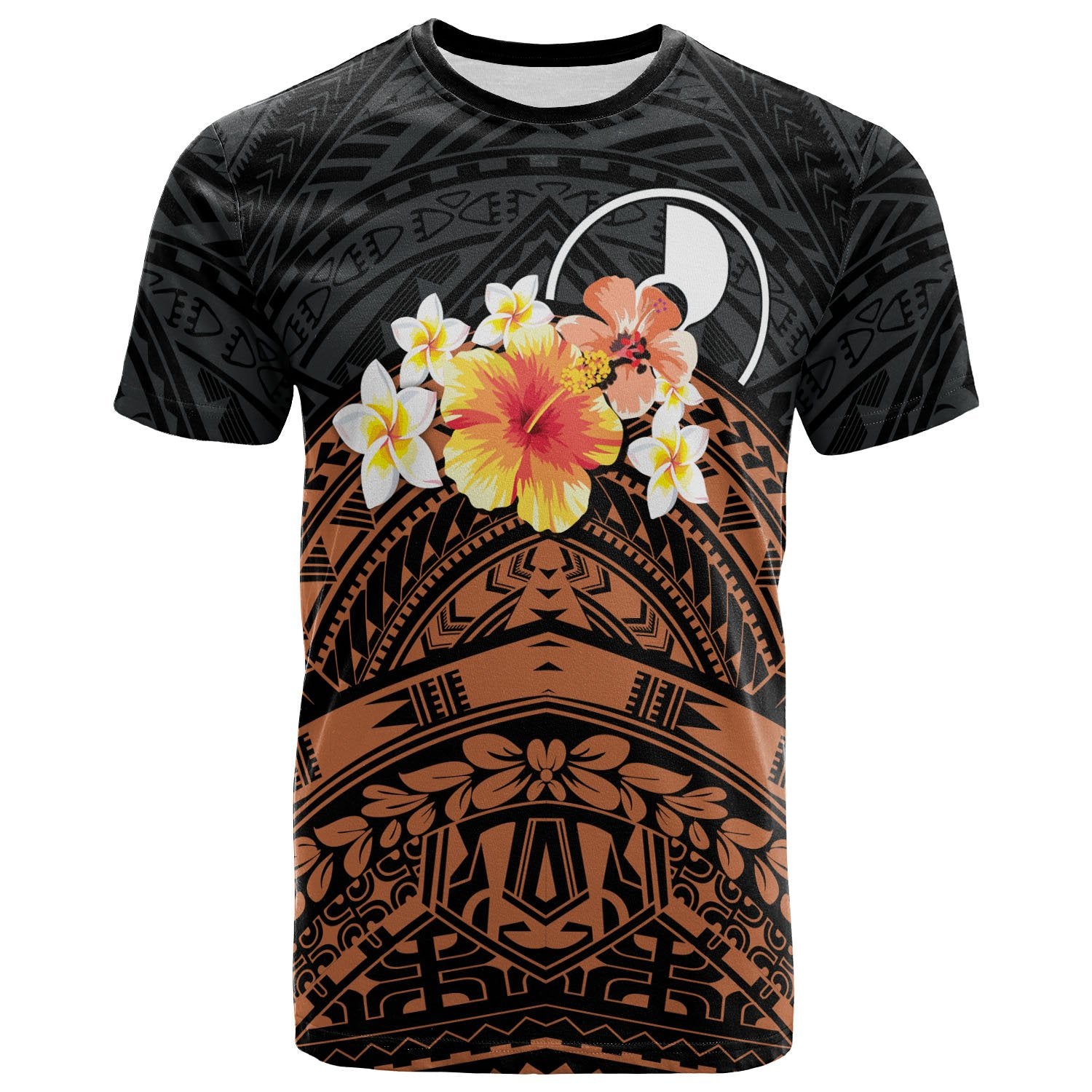 Yap Custom T Shirt Tribal Pattern Hibiscus Unisex Black - Polynesian Pride