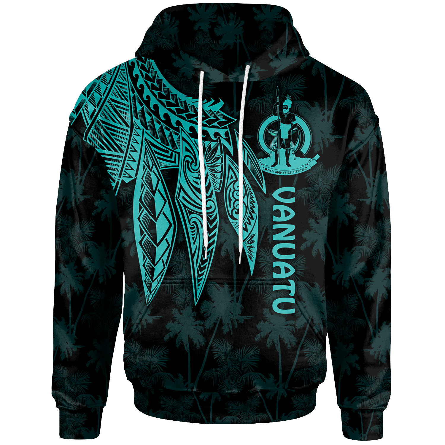 Vanuatu Hoodie Polynesian Wings (Turquoise) Unisex Turquoise - Polynesian Pride