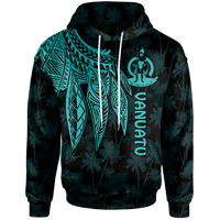 Vanuatu Hoodie Polynesian Wings (Turquoise) Unisex Turquoise - Polynesian Pride