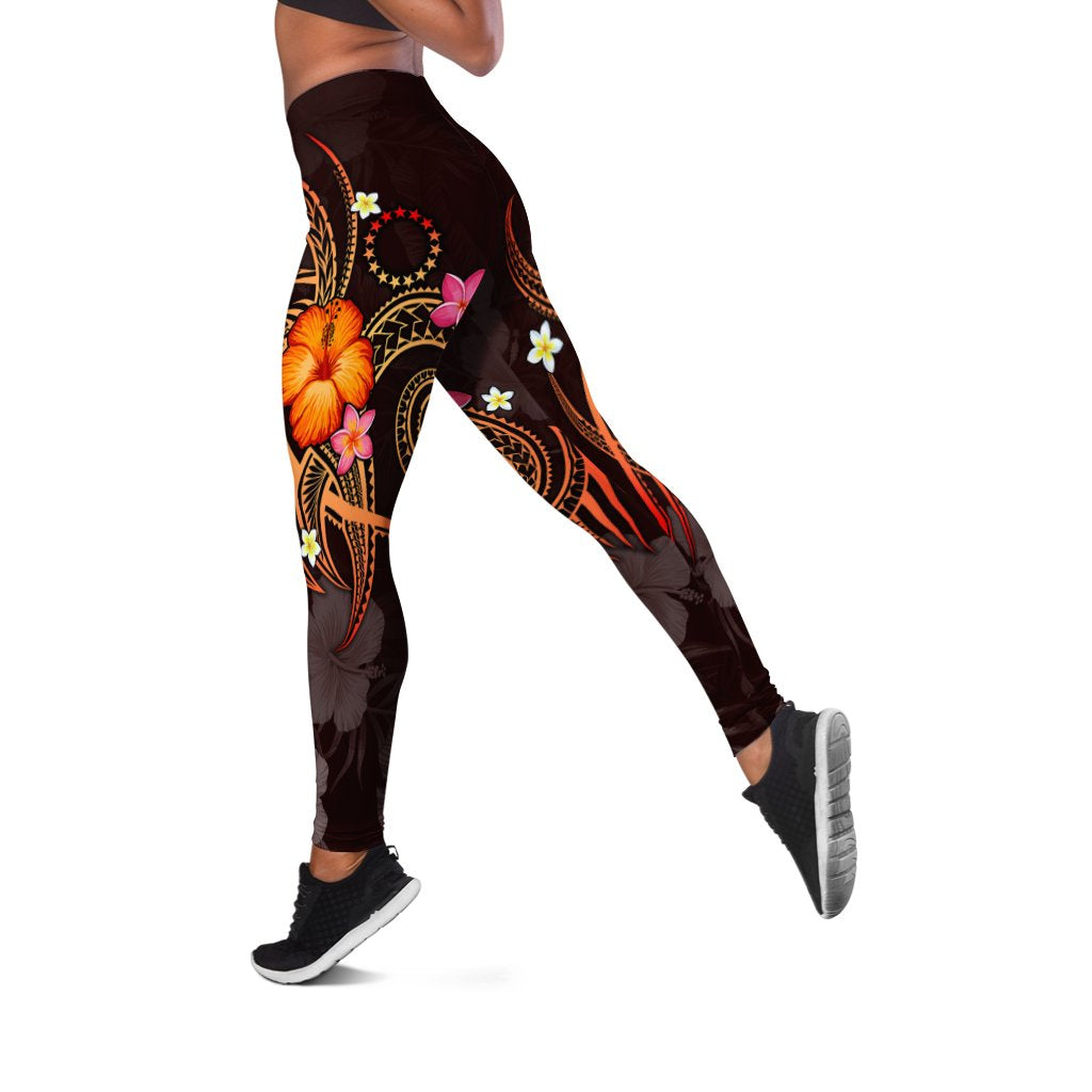 Cook Islands Polynesian Women's Leggings - Legend of Cook Islands (Red) - Polynesian Pride