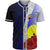 Palau Polynesian Baseball Shirt - Coat Of Arm With Hibiscus Blue Unisex Blue - Polynesian Pride
