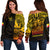 (Custom Personalised) Marquesas Islands Tiki Off Shoulder Sweater Gradient Marquesan Tattoo LT13 Yellow - Polynesian Pride