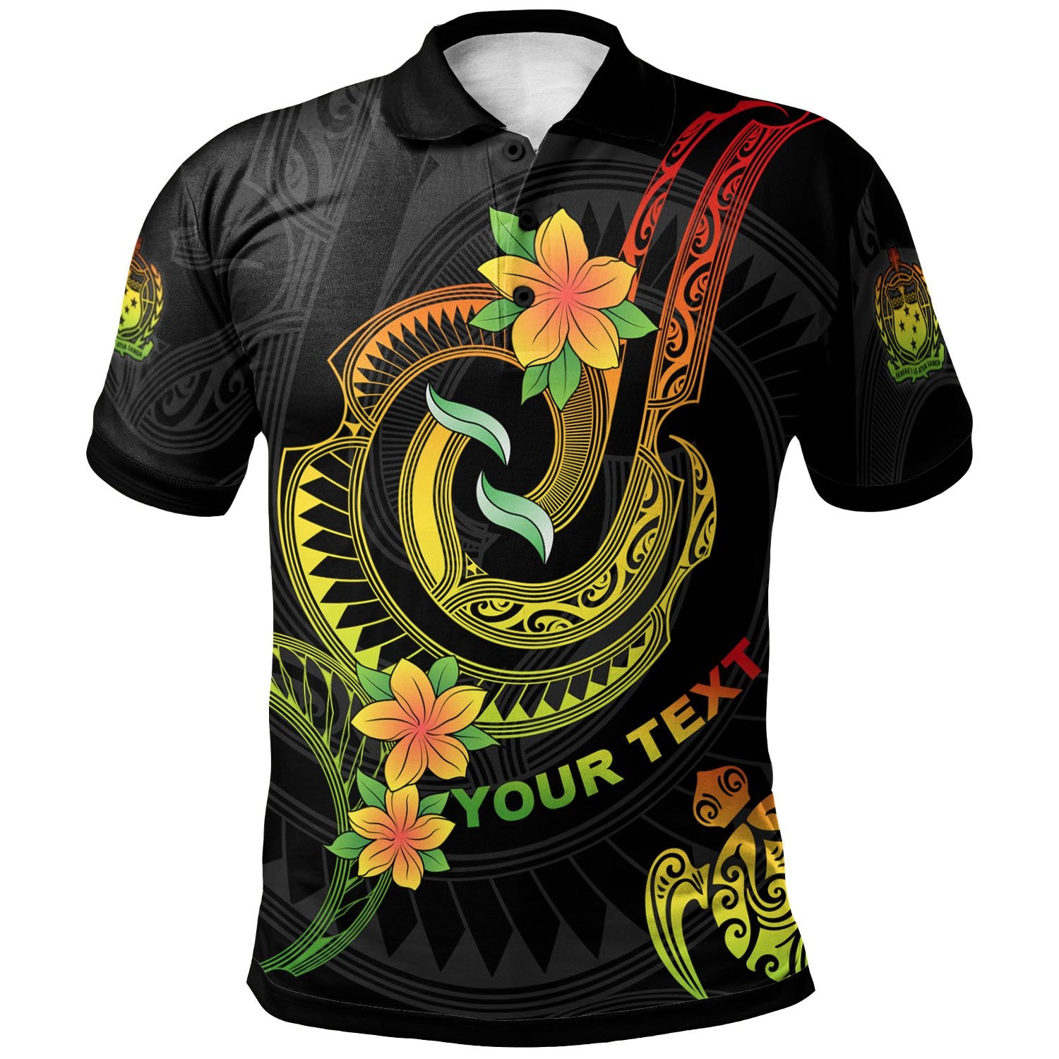 Samoa Custom Polo Shirt Reggae Plumeria Flowers with Spiral Patterns Unisex Reggae - Polynesian Pride