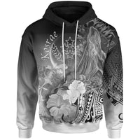 Kosrae Hoodie Humpback Whale with Tropical Flowers (White) Unisex White - Polynesian Pride
