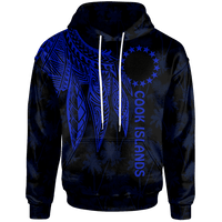 Cook Islands Hoodie Polynesian Wings (Blue) Unisex Blue - Polynesian Pride
