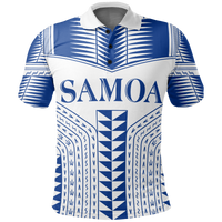 Samoa Polo Shirt Samoan Polynesian Manu Unisex Blue - White - Polynesian Pride
