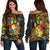 Tonga Women's Off Shoulder Sweaters - Abstract Style Black - Polynesian Pride