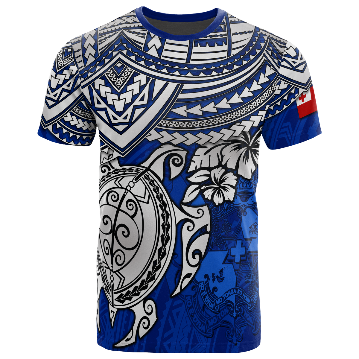 Tonga T Shirt Tonga Tonga Coat of Arms Turtle Hibiscus Blue Unisex Blue - Polynesian Pride