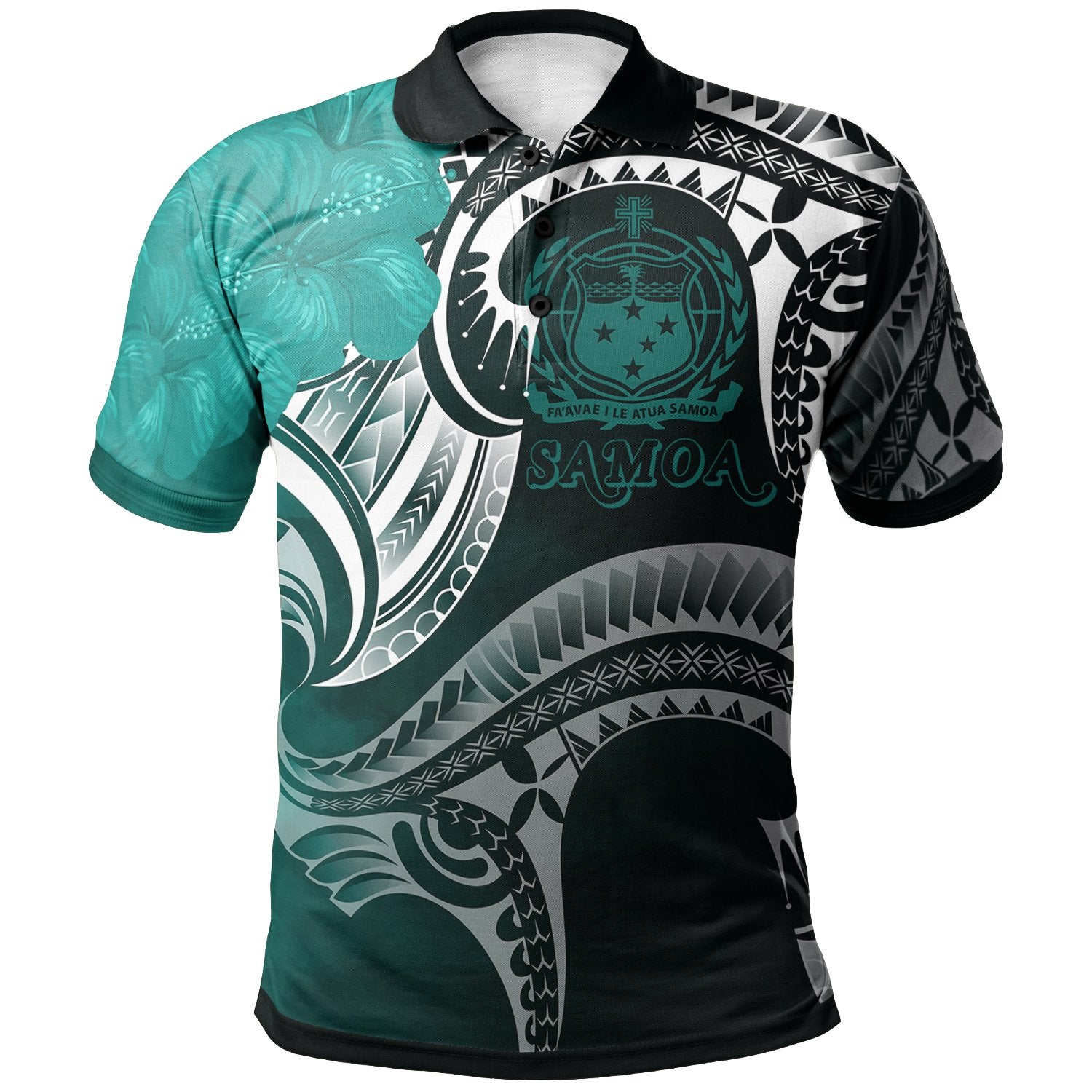 Samoa Polo Shirt Samoan Seal Wave Style (Green) Unisex Green - Polynesian Pride