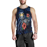 Nauru Polynesian Men Tank Top - Blue Turtle Hibiscus - Polynesian Pride