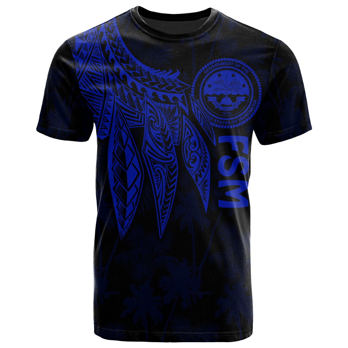 Federated States of Micronesia T Shirt Polynesian Wings (Blue) Unisex Blue - Polynesian Pride