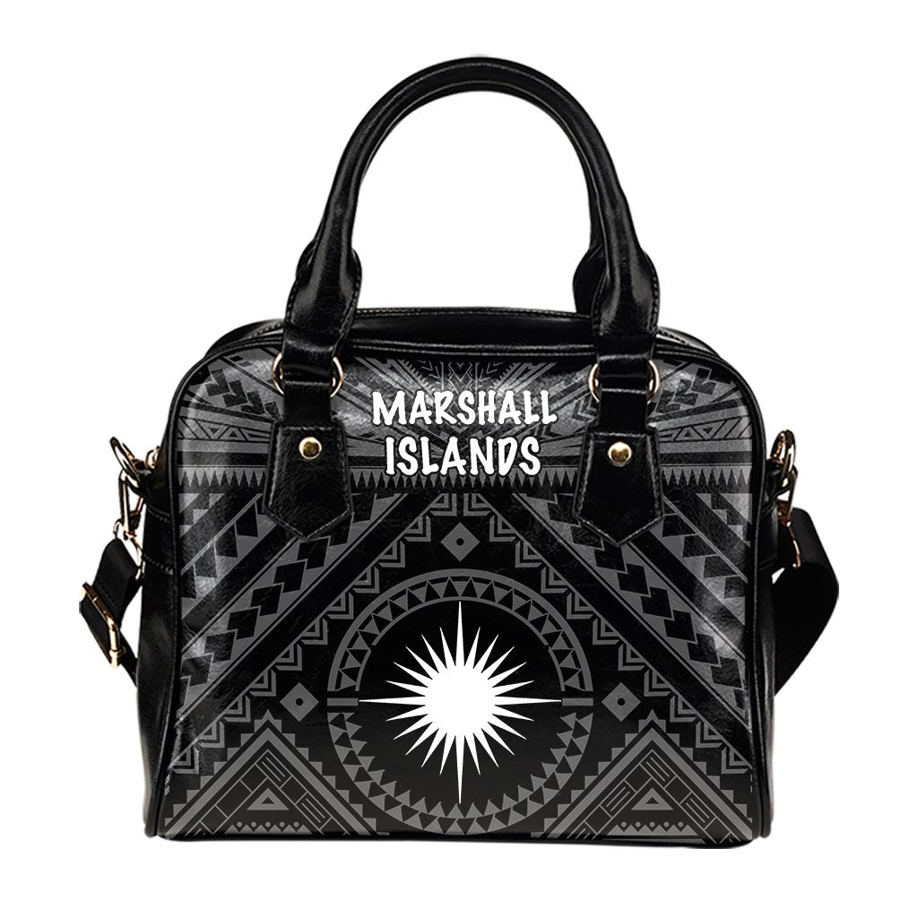 Marshall Shoulder Handbag - Marshall Seal With Polynesian Tattoo Style ( Black) - Polynesian Pride