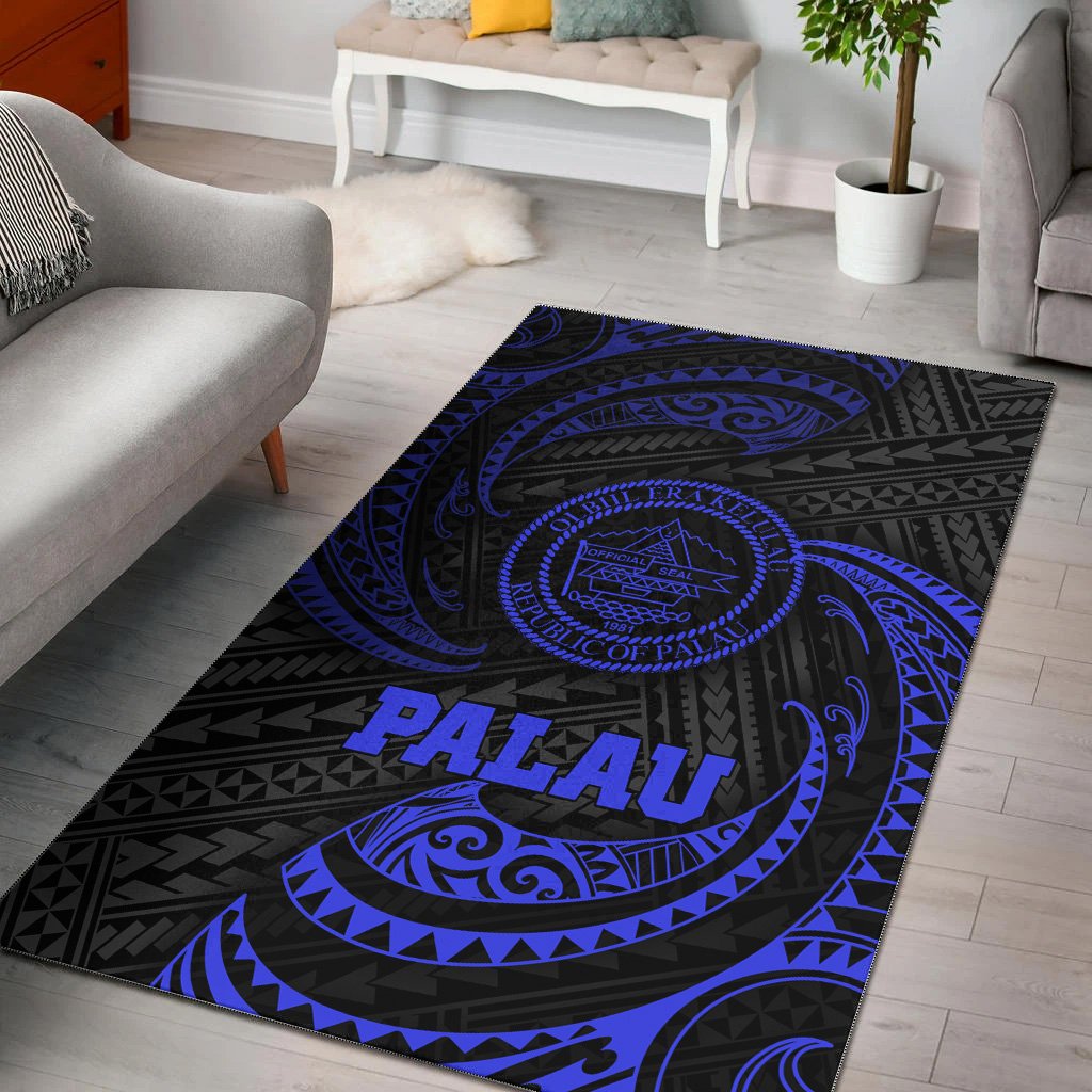 Palau Polynesian Area Rug - Blue Tribal Wave Blue - Polynesian Pride