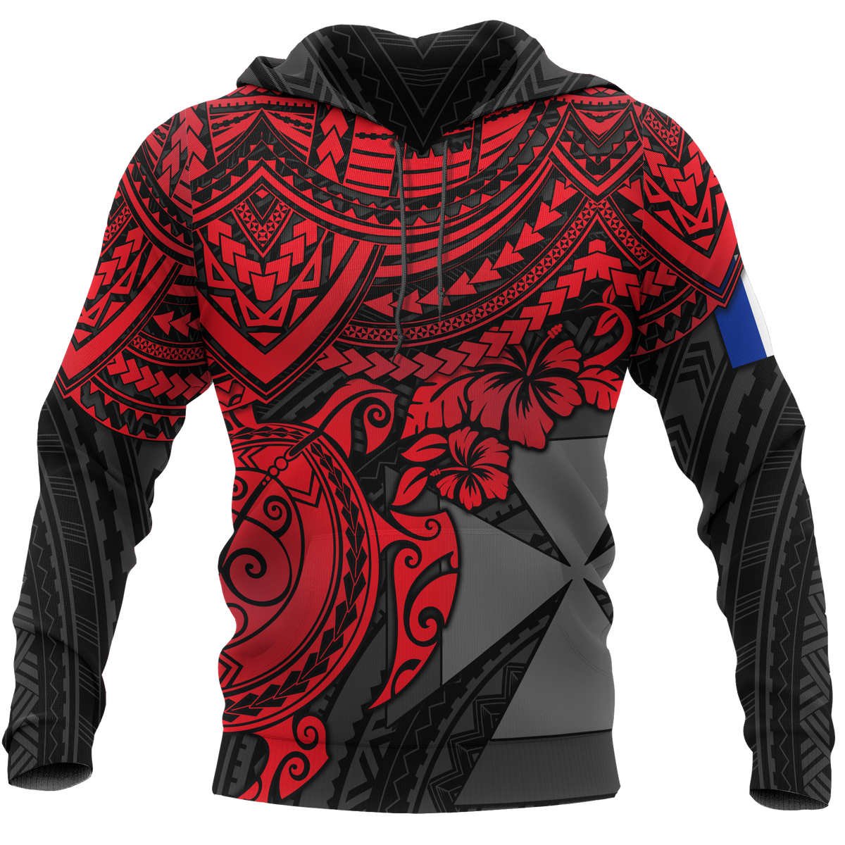 Wallis nd Futuna Polynesian Hoodie Red Turtle Unisex RED - Polynesian Pride