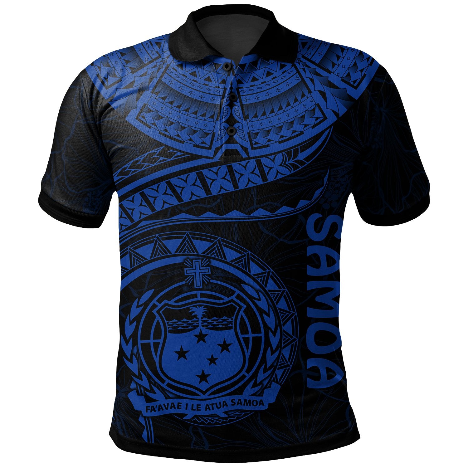 Polynesian Samoa Polo Shirt Samoan Waves (Blue) Unisex Blue - Polynesian Pride