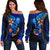 Nauru Custom Personalised Women's Off Shoulder Sweater - Vintage Tribal Moutain Blue - Polynesian Pride