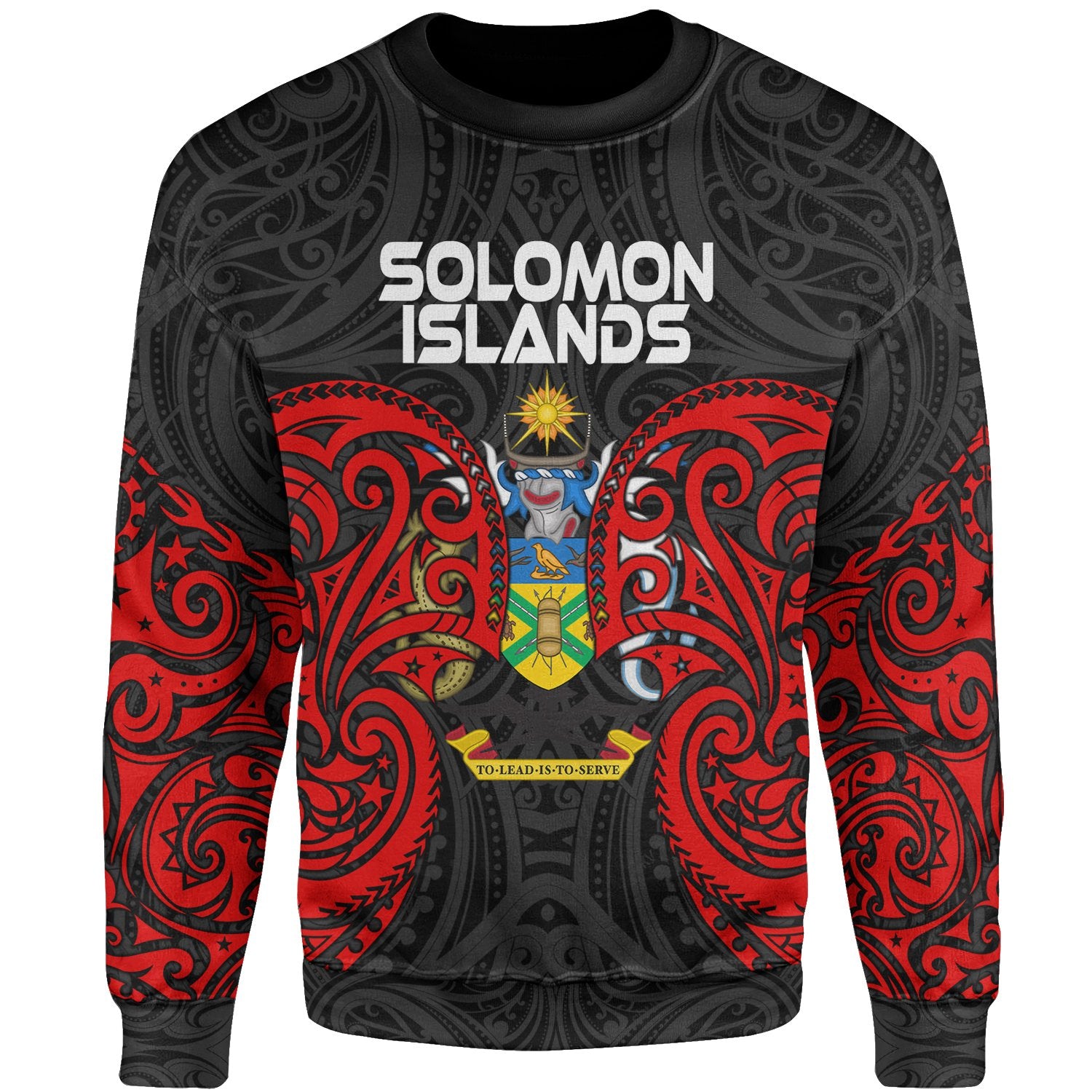 Solomon Islands Polynesian Sweater - Spirit Style Unisex Black - Polynesian Pride