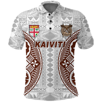 Custom Fiji Kaiviti Tapa Pattern Polo Shirt LT12 Unisex White - Polynesian Pride