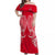 Cook Islands Atiu Off Shoulder Long Dress - Tribal Pattern - LT12 Long Dress Red - Polynesian Pride