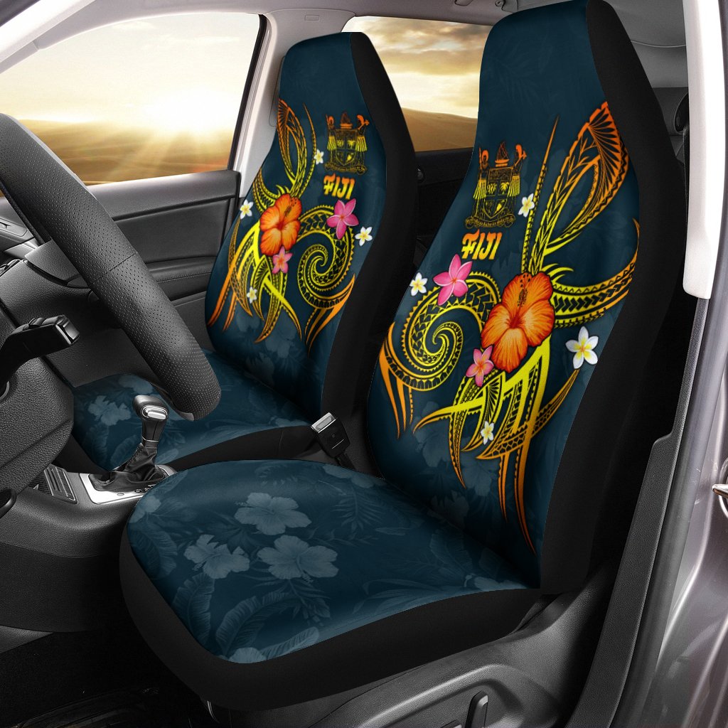 Fiji Polynesian Car Seat Covers - Legend of Fiji (Blue) Universal Fit Black - Polynesian Pride