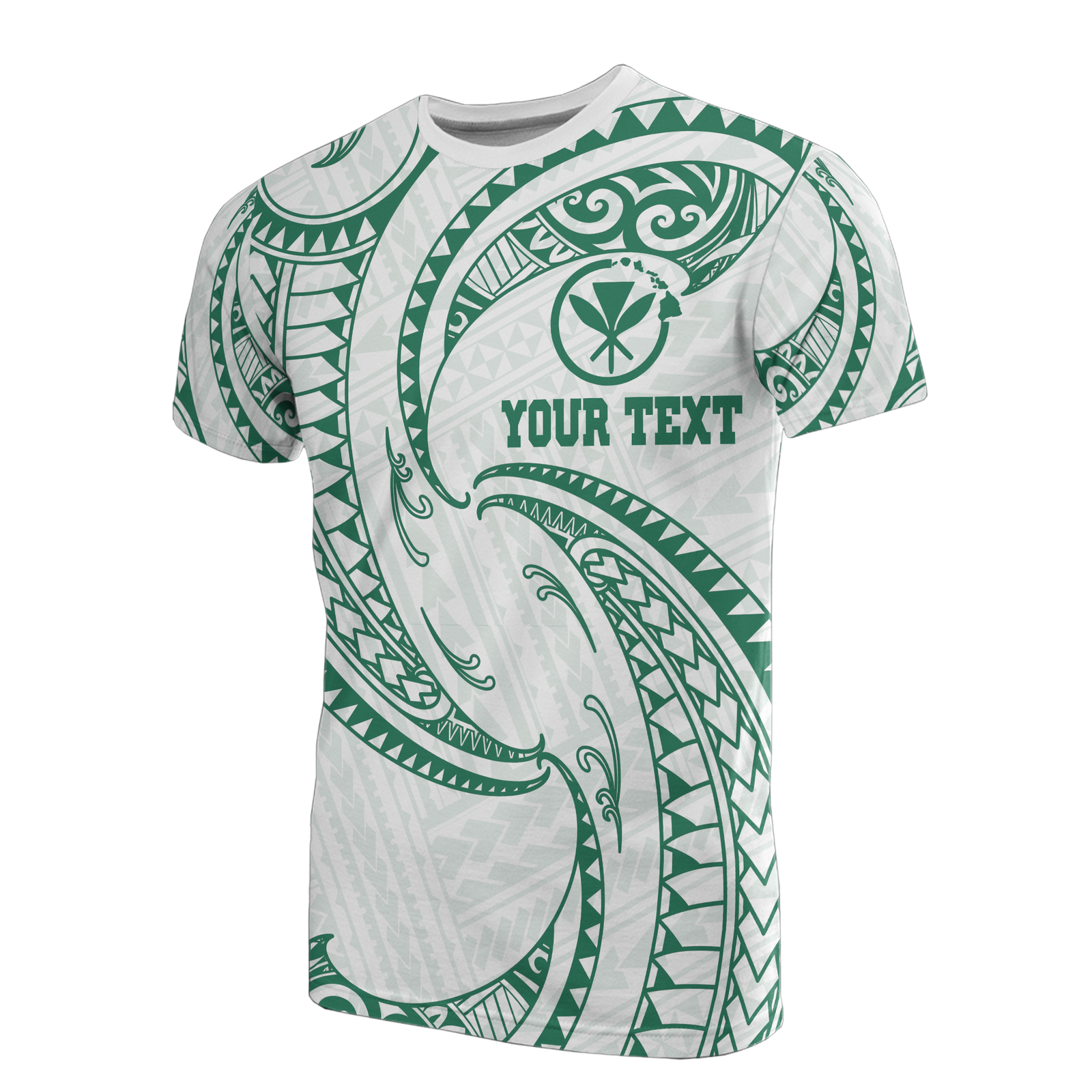 Hawaii Polynesian Custom T Shirt Green & White Tribal Wave LT12 Unisex Green - Polynesian Pride