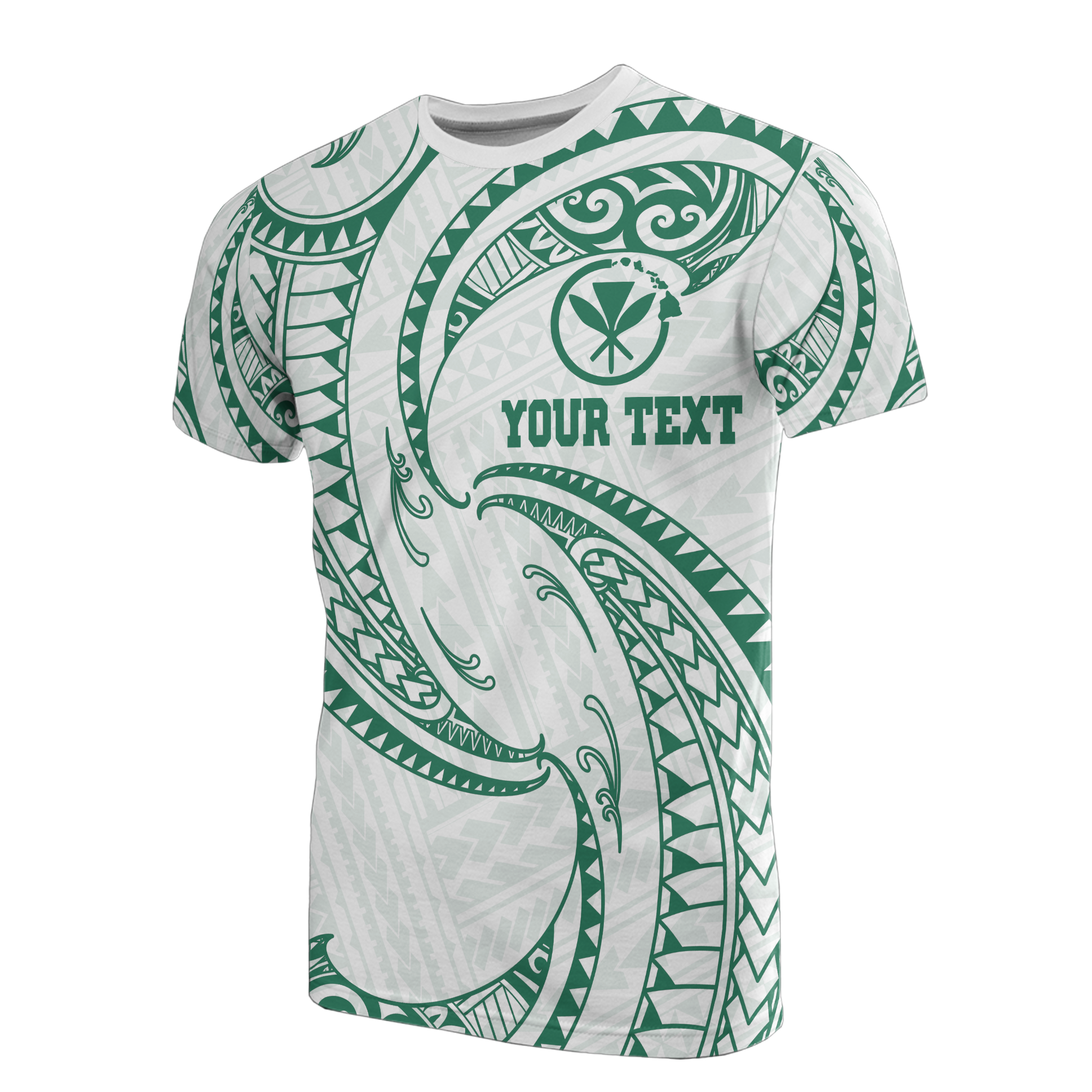 Hawaii Polynesian Custom T Shirt Green & White Tribal Wave LT12 Unisex Green - Polynesian Pride