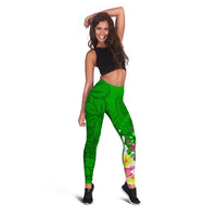 Tonga Custom Personalised Legging - Turtle Plumeria (GREEN) - Polynesian Pride