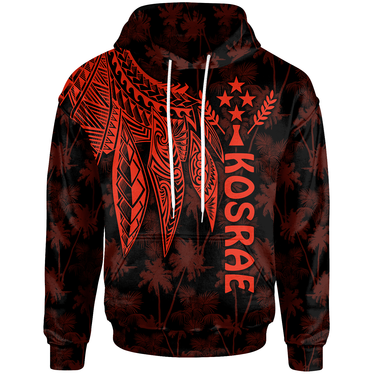 Kosrae Hoodie Polynesian Wings (Red) Unisex Red - Polynesian Pride