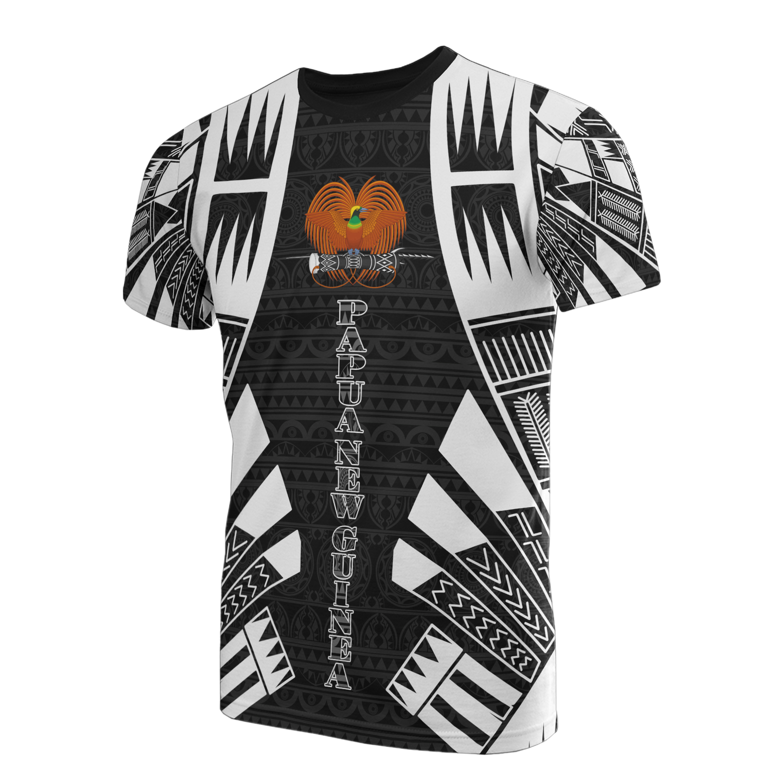 Papua New Guinea T Shirt Papua New Guinea Coat Of Arms Polynesian Tattoo Style Unisex Black - Polynesian Pride
