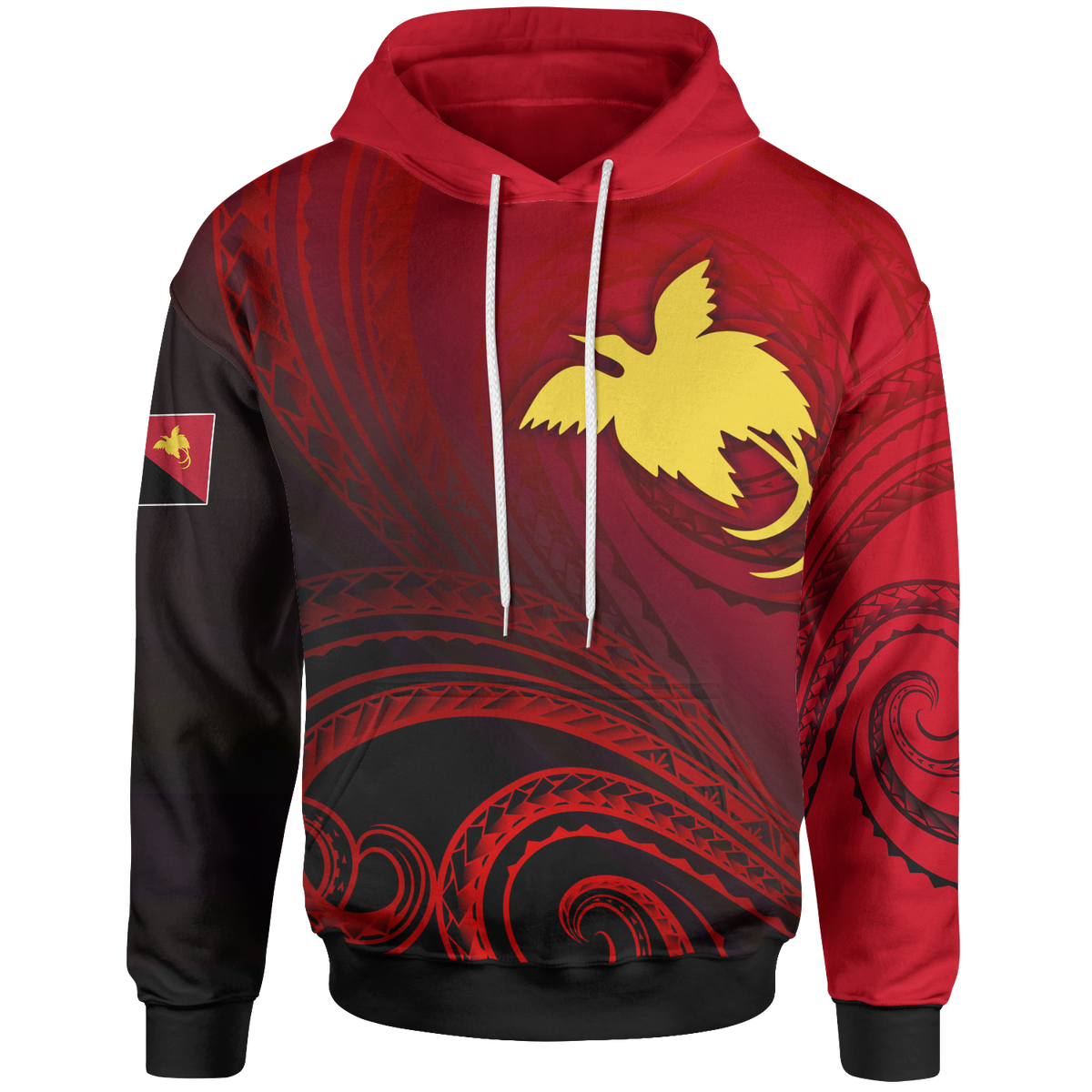 Papua New Guinea Hoodie Raggiana Bird of Paradise Polynesian Patterns Unisex Red - Polynesian Pride