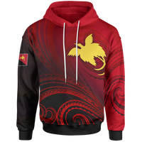 Papua New Guinea Hoodie Raggiana Bird of Paradise Polynesian Patterns Unisex Red - Polynesian Pride