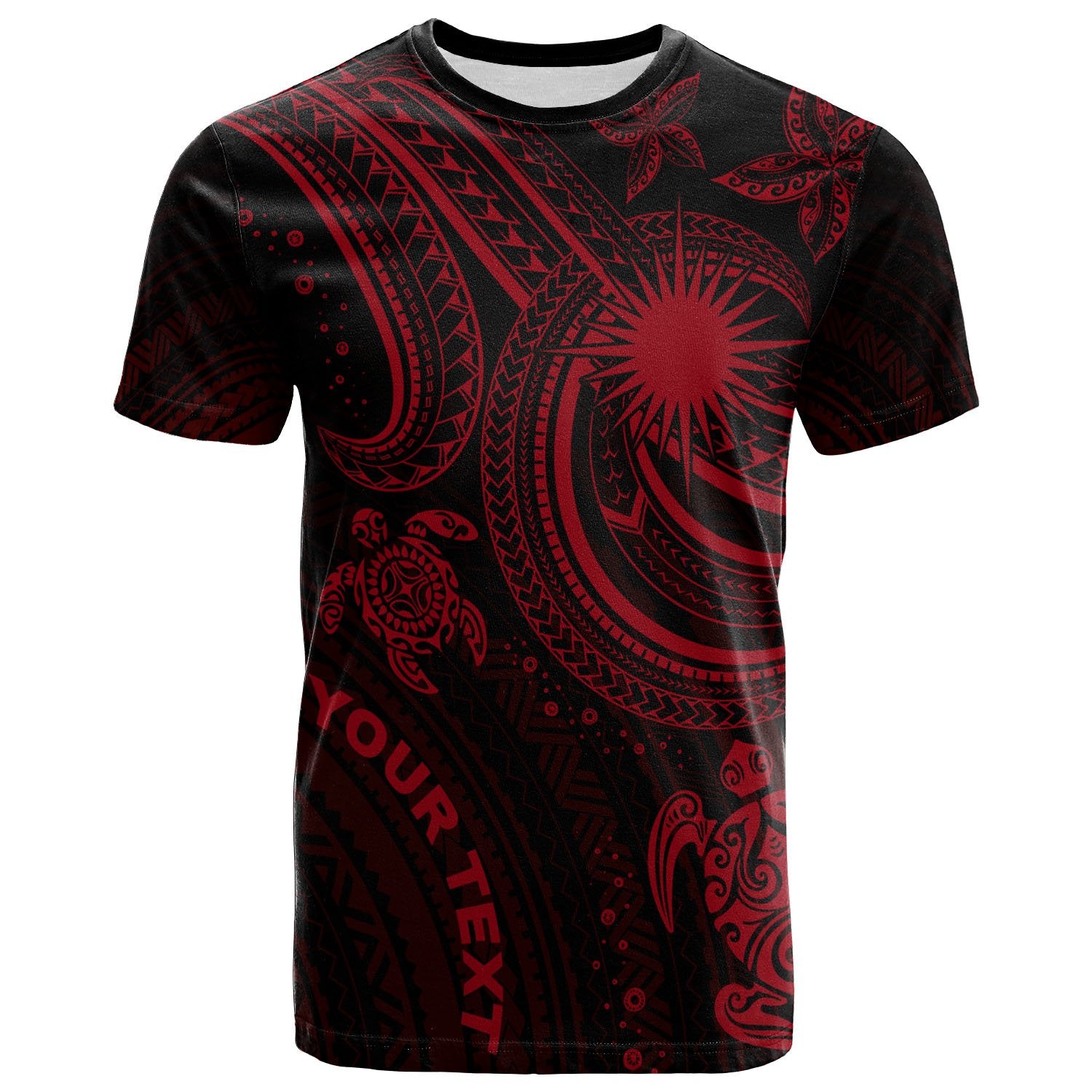 Marshall Islands Custom T shirt Red Turtle Unisex Red - Polynesian Pride