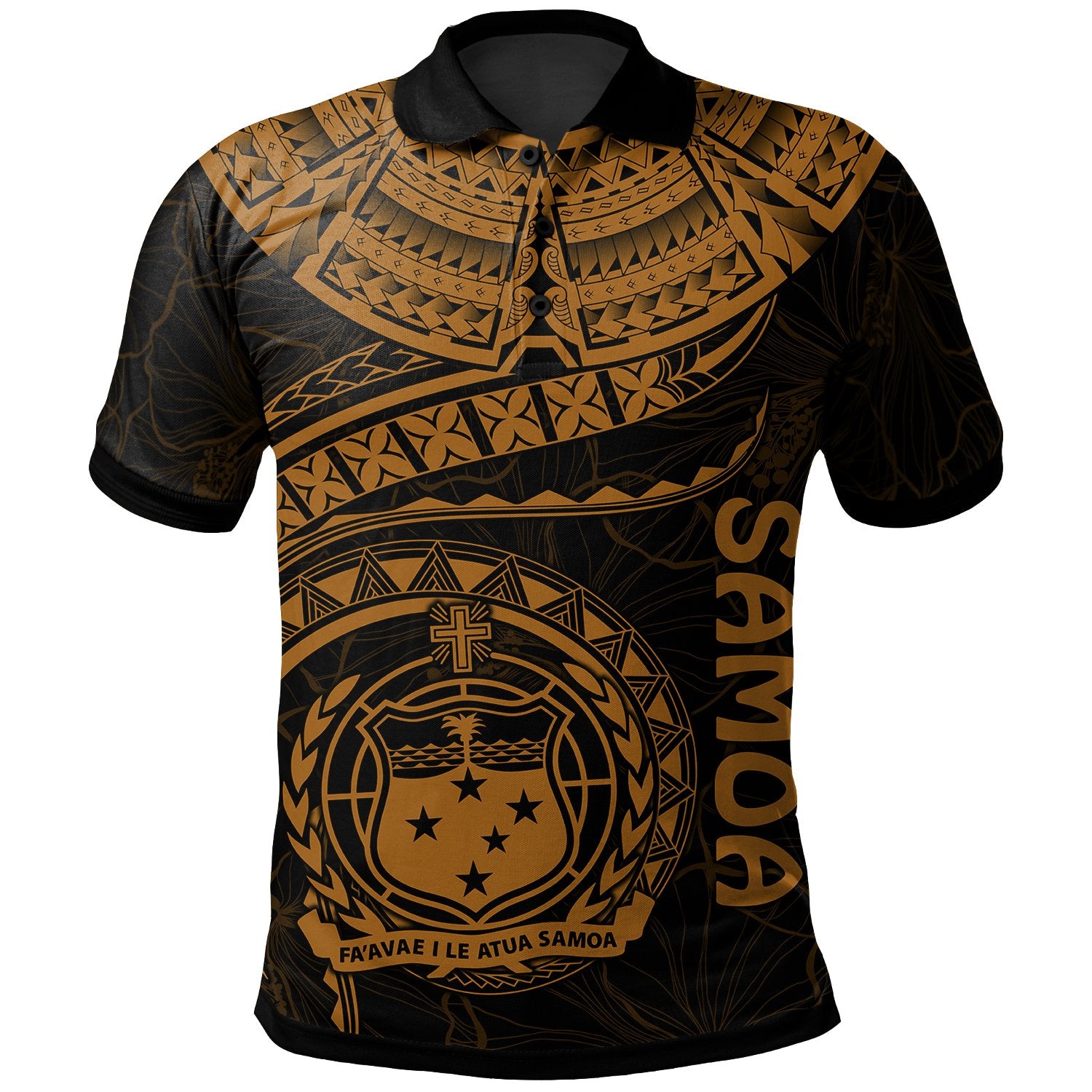 Polynesian Samoa Polo Shirt Samoan Waves (Golden) Unisex Golden - Polynesian Pride