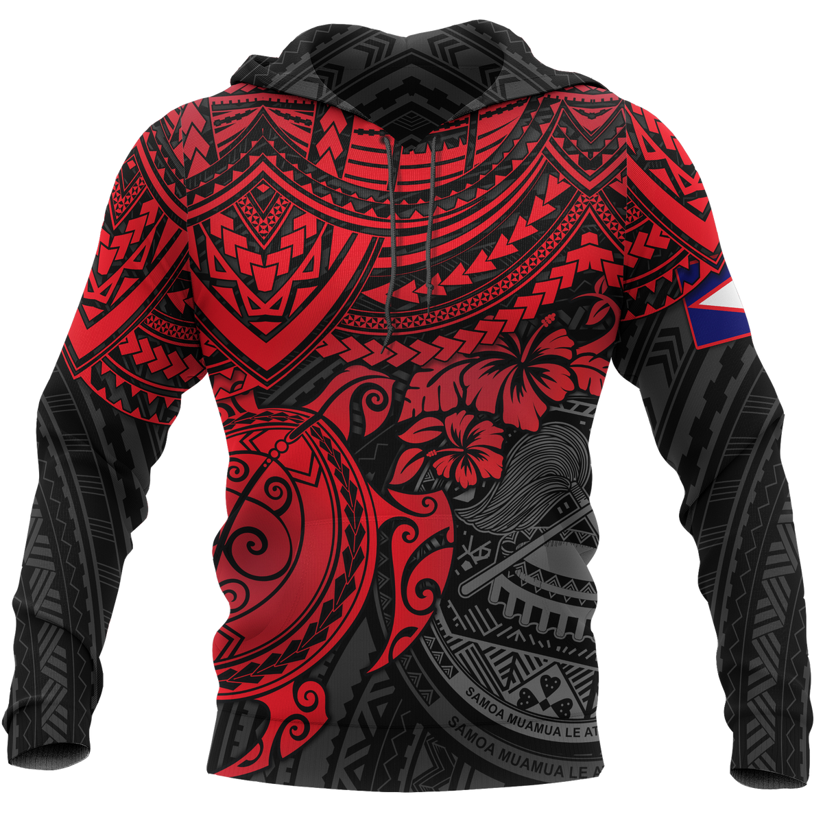 American Samoa Polynesian Hoodie Red Turtle Unisex Red - Polynesian Pride