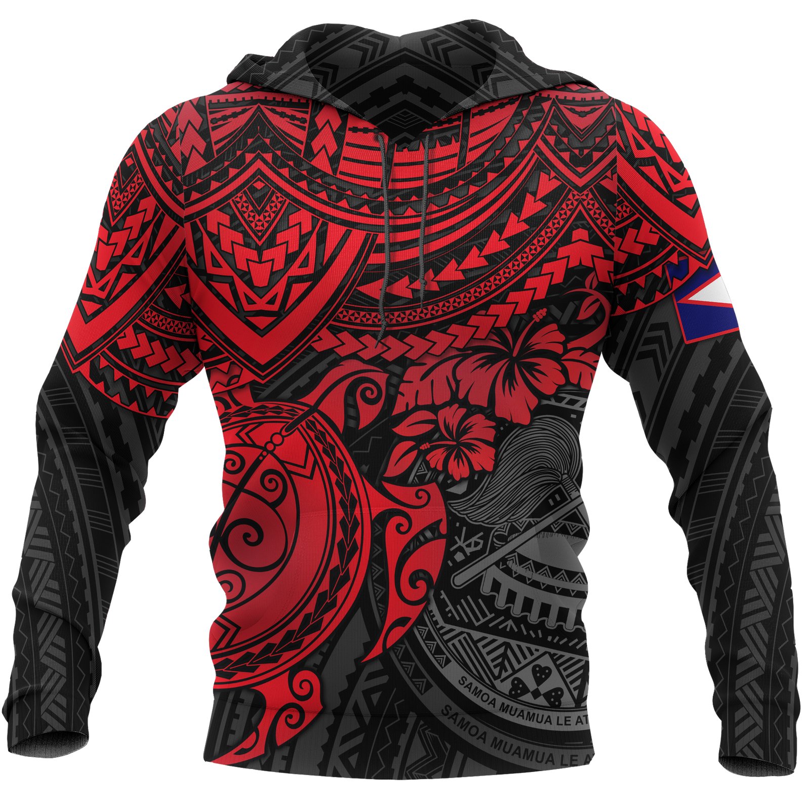 American Samoa Polynesian Hoodie Red Turtle Unisex Red - Polynesian Pride