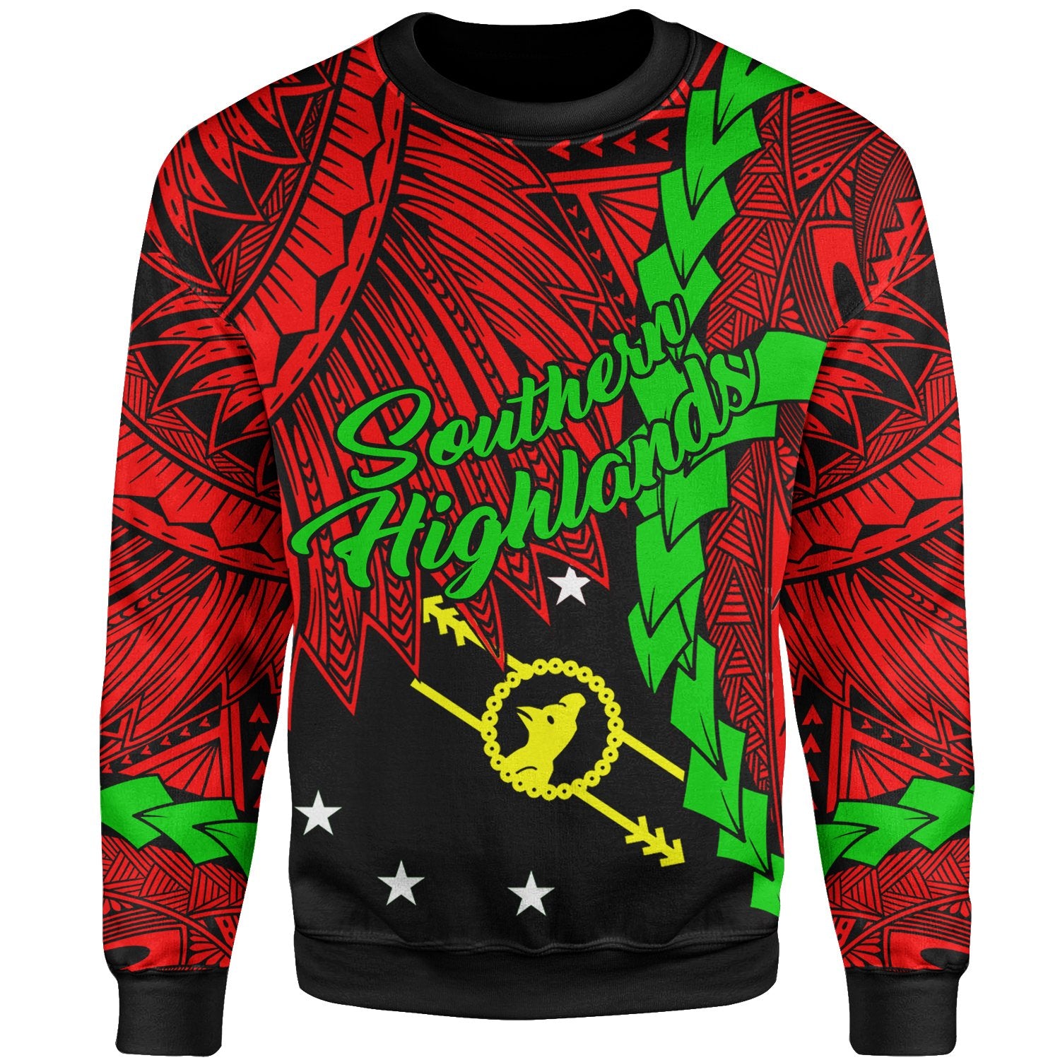 Papua New Guinea Southern Highlands Province Polynesian Sweater - Tribal Wave Tattoo Unisex Red - Polynesian Pride