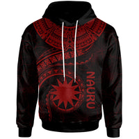 Nauru Polynesian Hoodie Nauru Waves (Red) Unisex Red - Polynesian Pride