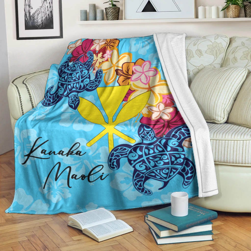 Hawaii Kanka Maoli Premium Blanket - Tropical Style White - Polynesian Pride
