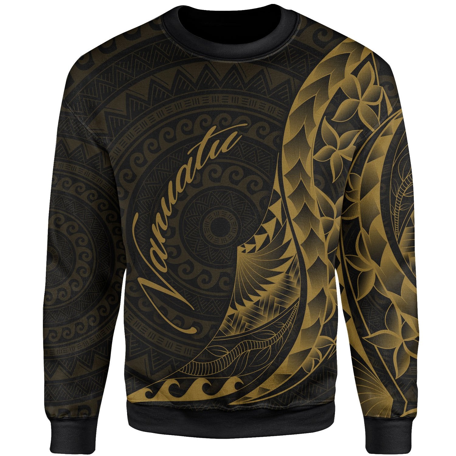 Vanuatu Sweatshirt - Polynesian Pattern Style Gold Color Unisex Gold - Polynesian Pride