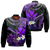 Hawaii Turtle With Plumeria Leaf Purple Bomber Jacket - LT12 Bomber Jacket Black - Polynesian Pride