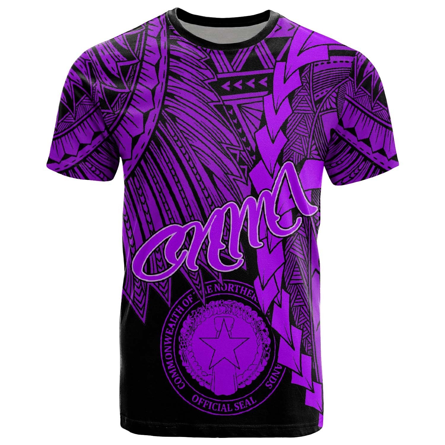 Northern Mariana Islands Polynesian T Shirt Tribal Wave Tattoo Purple Unisex Purple - Polynesian Pride