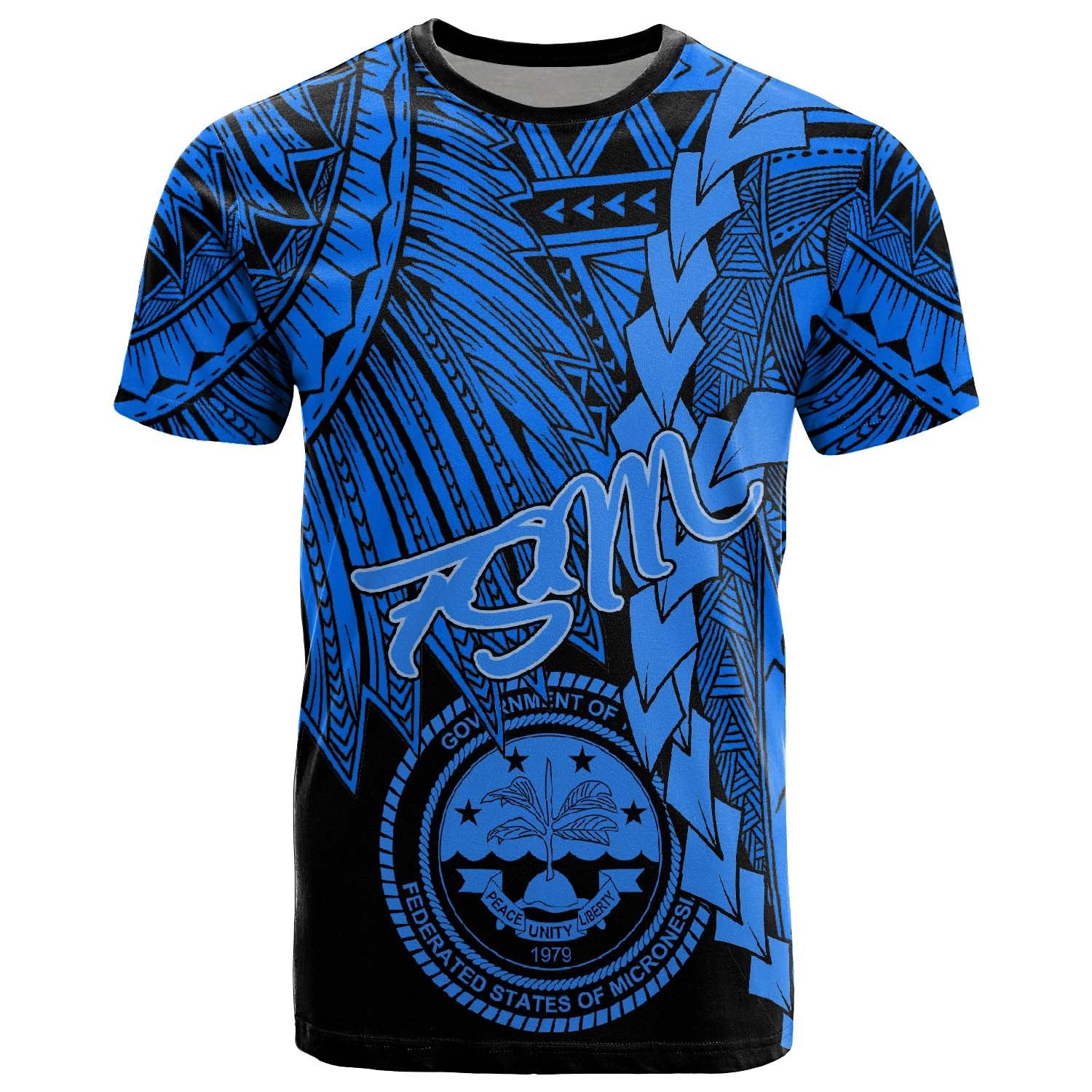 Federated States of Micronesia T Shirt Tribal Wave Tattoo Blue Unisex Blue - Polynesian Pride
