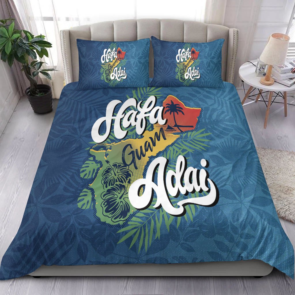 Guam Bedding Set - Hafa Adai With Map Blue - Polynesian Pride