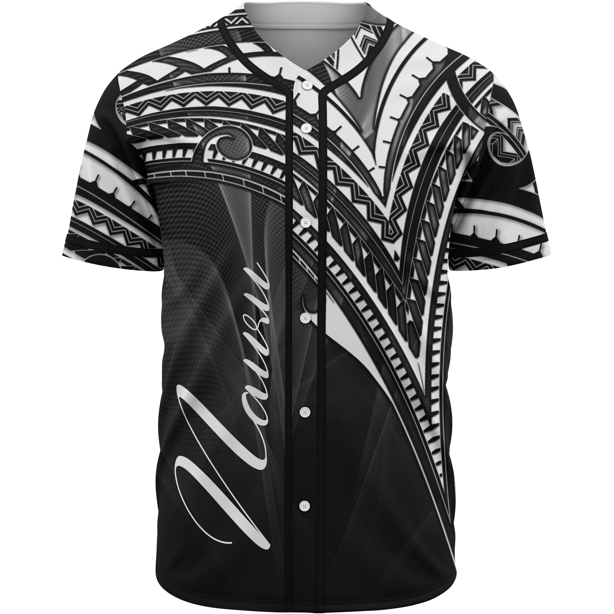 Nauru Baseball Shirt - White Color Cross Style Unisex Black - Polynesian Pride